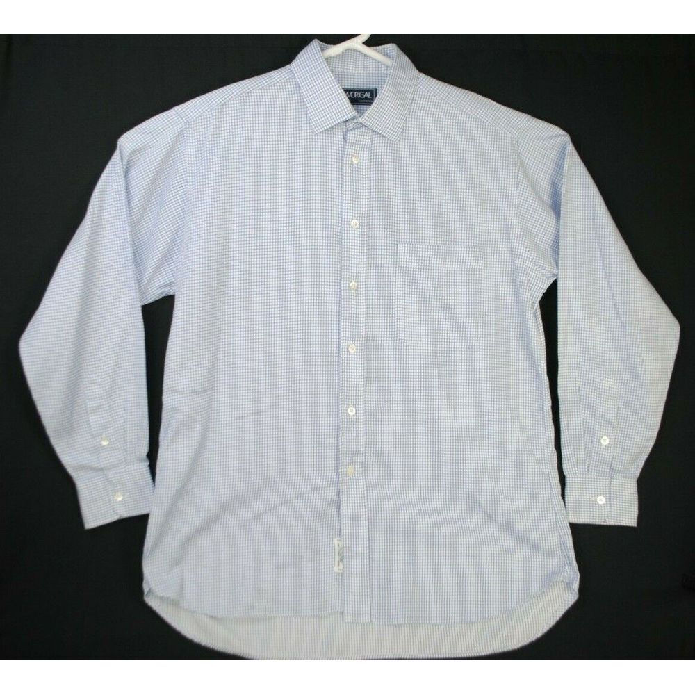 Madrigal Mens Size16.5 -‎ 35Collar Button Up Dress Shirt Blue White Check
